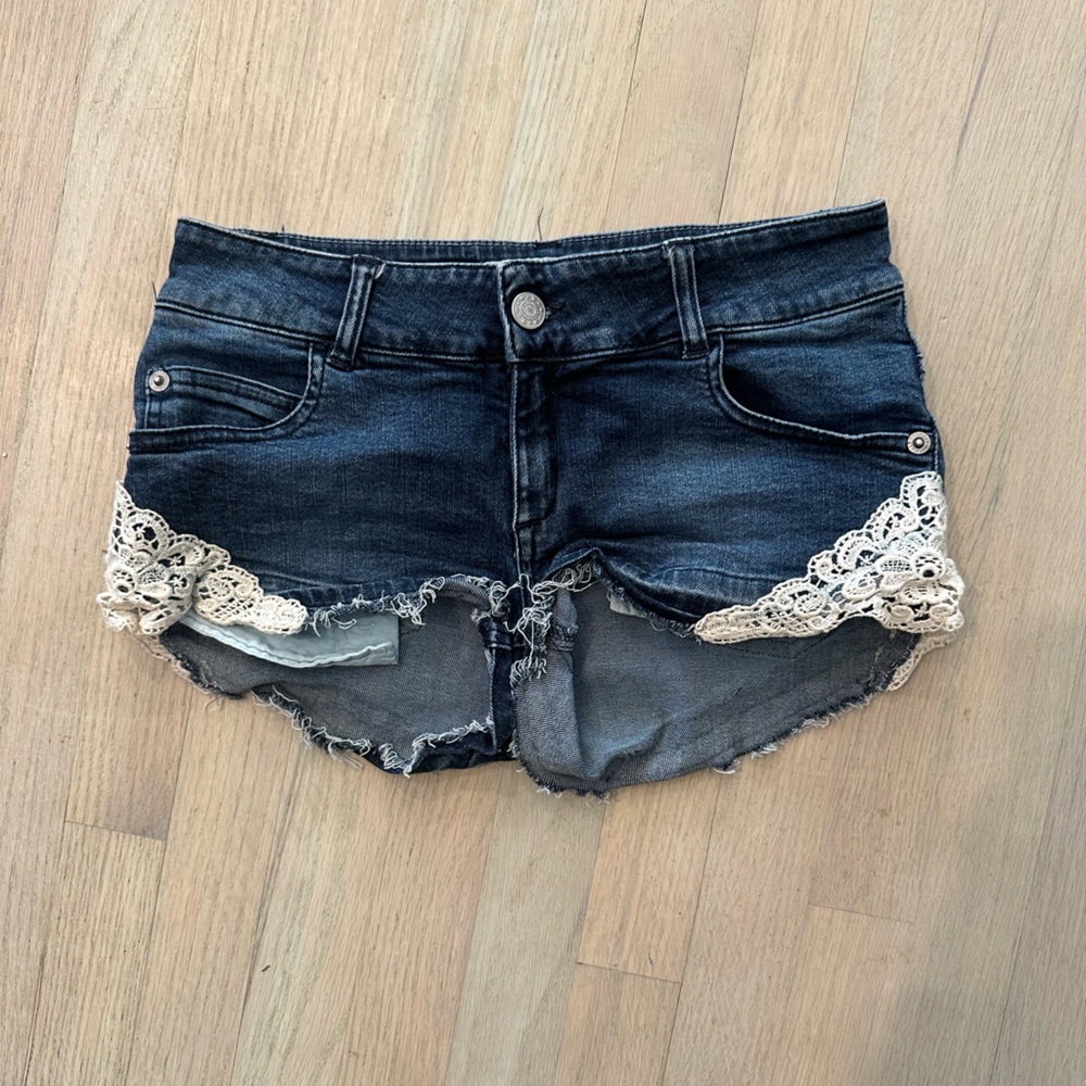 Brandy Melville Denim Shorts with Crochet Trim